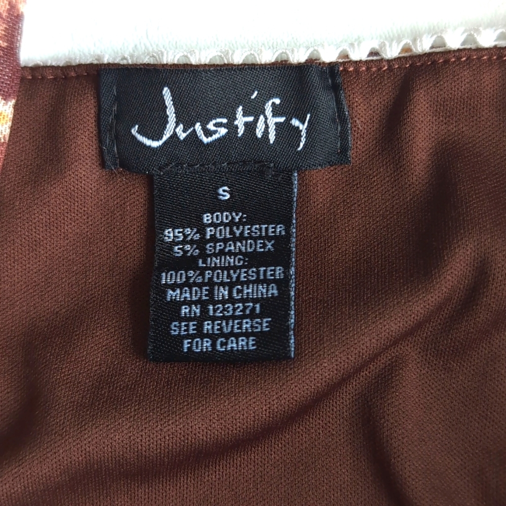 90's Justify Brown Bitsy Floral Print Stretchy Mini Slip Dress Women's Sz Small - Picture 3 of 9